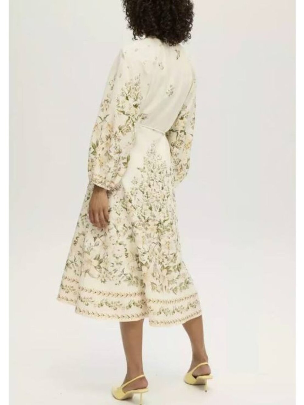 Calypso St. Barth Floral Maxi Dress With Tie Waist Button Front & Balloon Sleeve - Picture 3 of 10